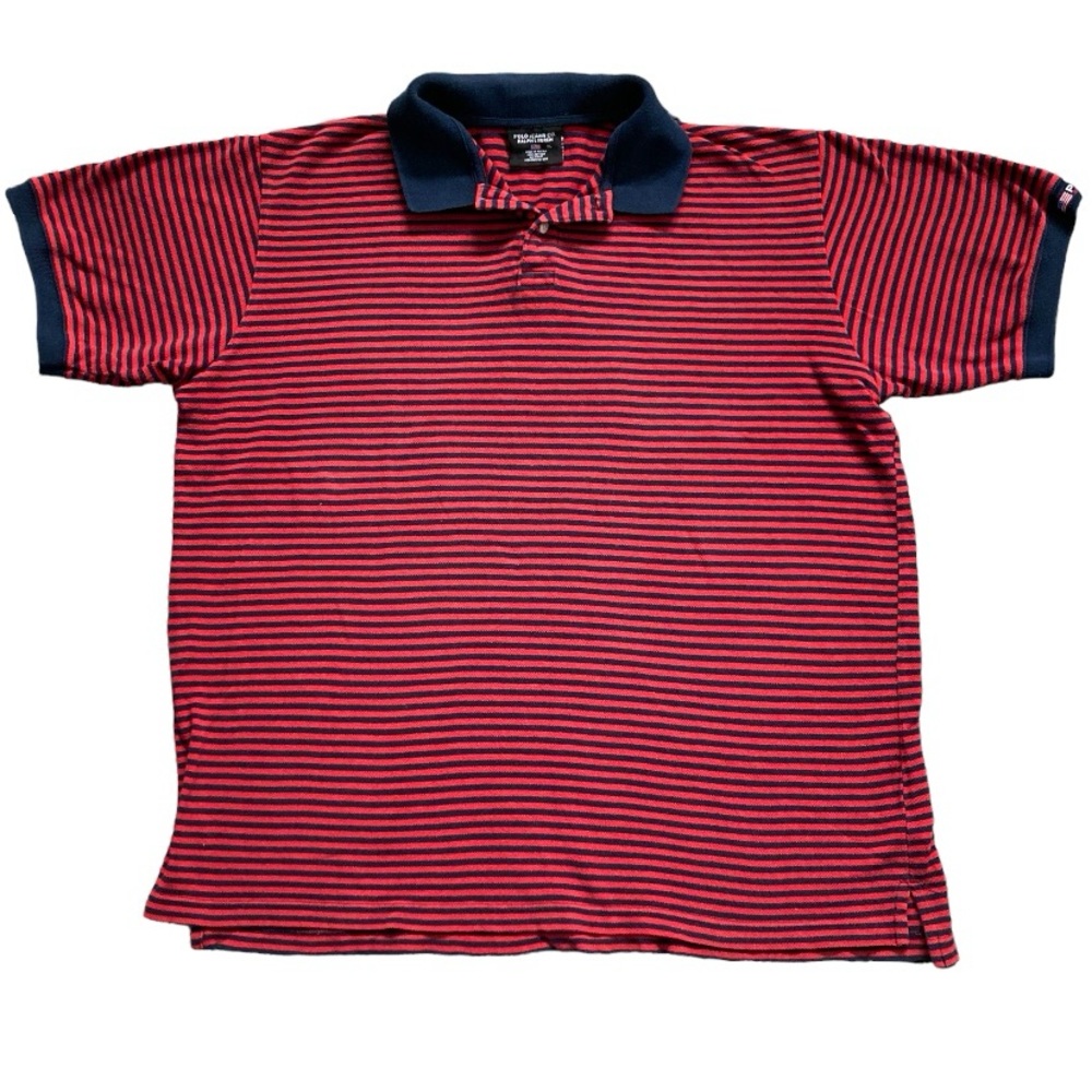VINTAGE 90s Ralph Lauren Polo Jeans Striped Polo